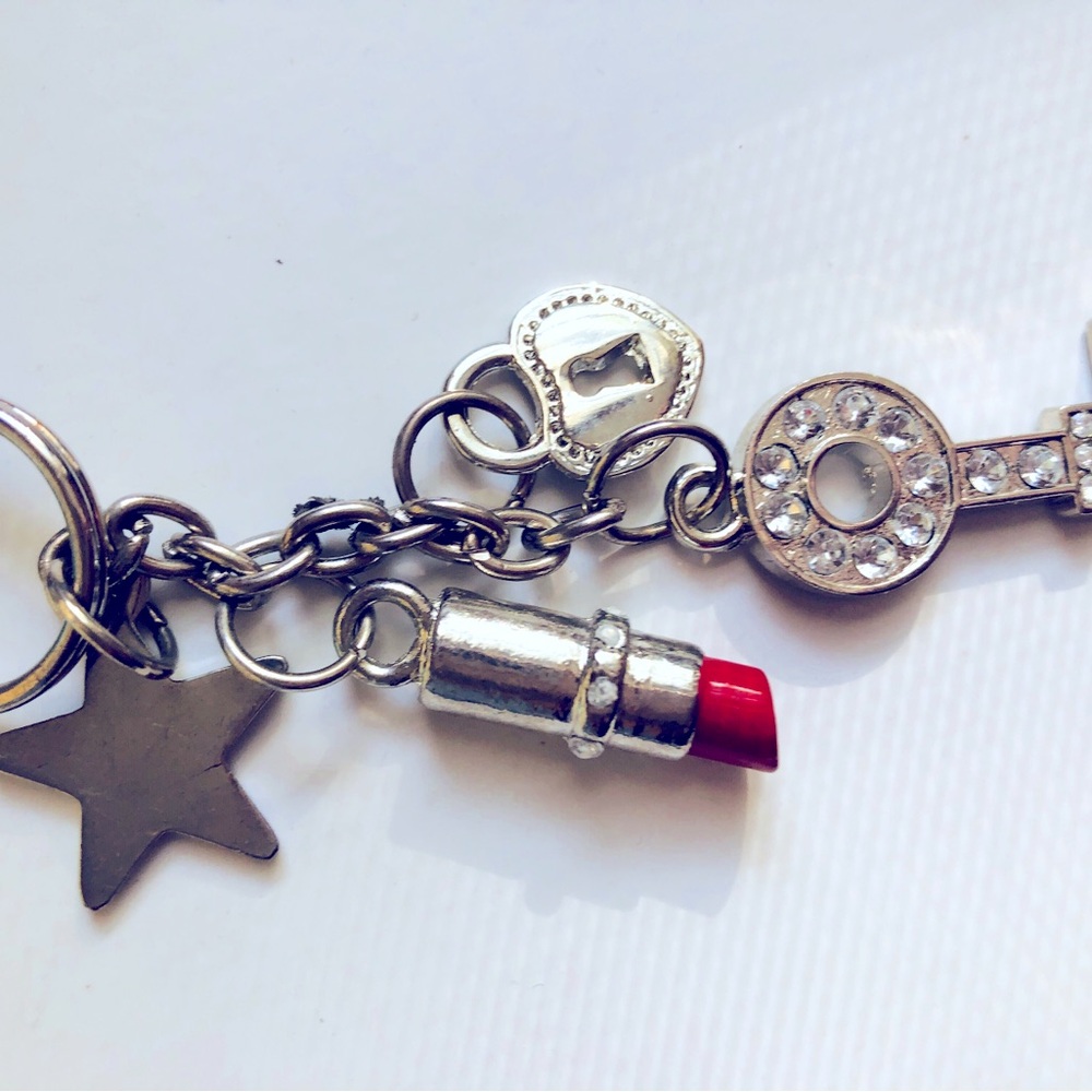Silver Key and Lipstick Charm Keychain Macys Y2K - Picture 5 of 6